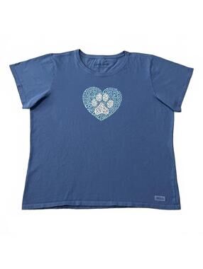 Life is Good Women's Animal Heart Crusher Tee Shirt Blue Size 2XL